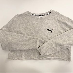 VS Pink marled grey cropped crewneck